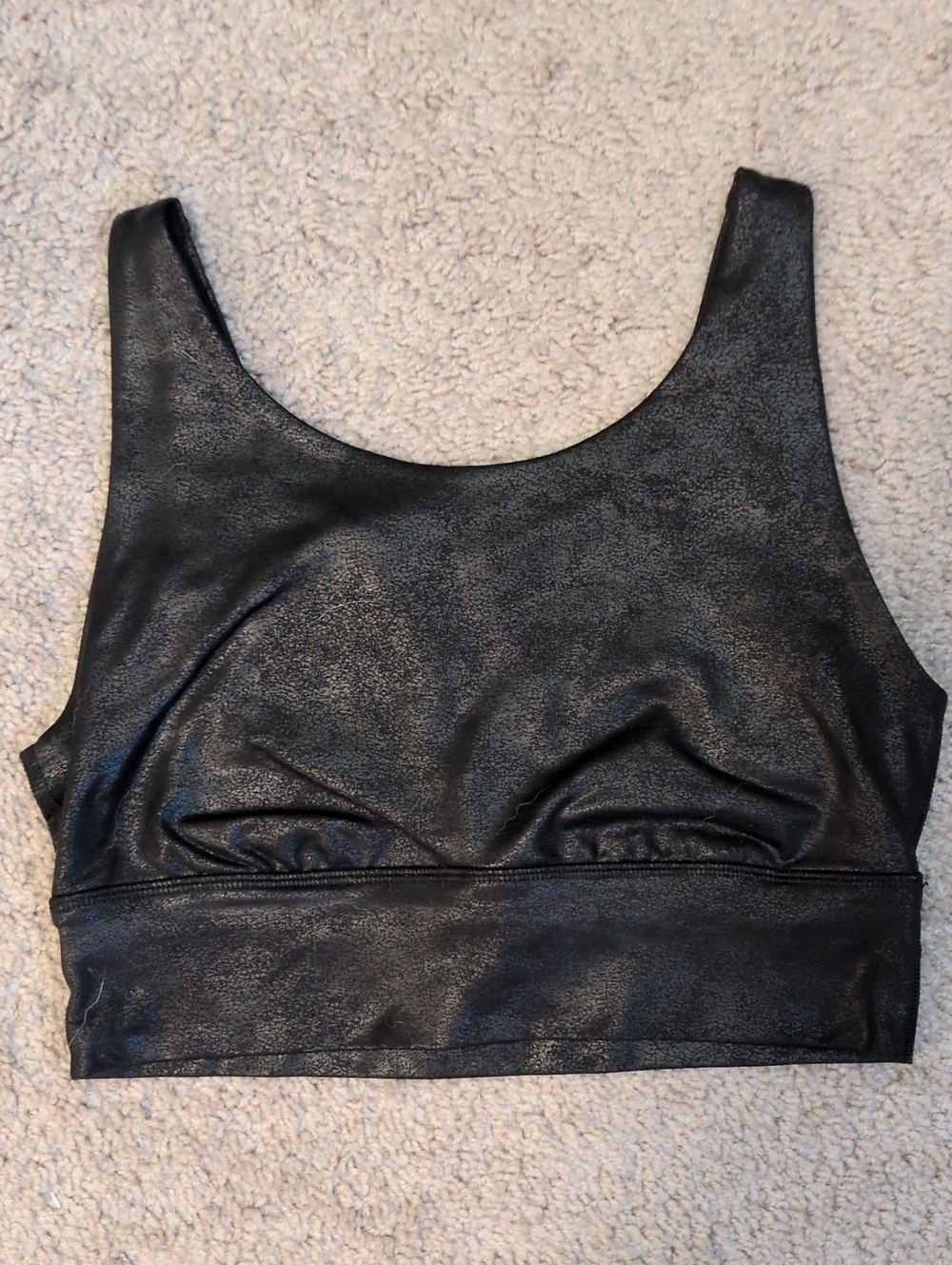 aerie Black Metallic Scoop-Neck Tank Crop